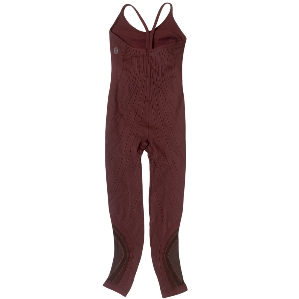 Free People Movement Jumpsuit Women XS/S Red Excellence Seamless Ribbed Mesh